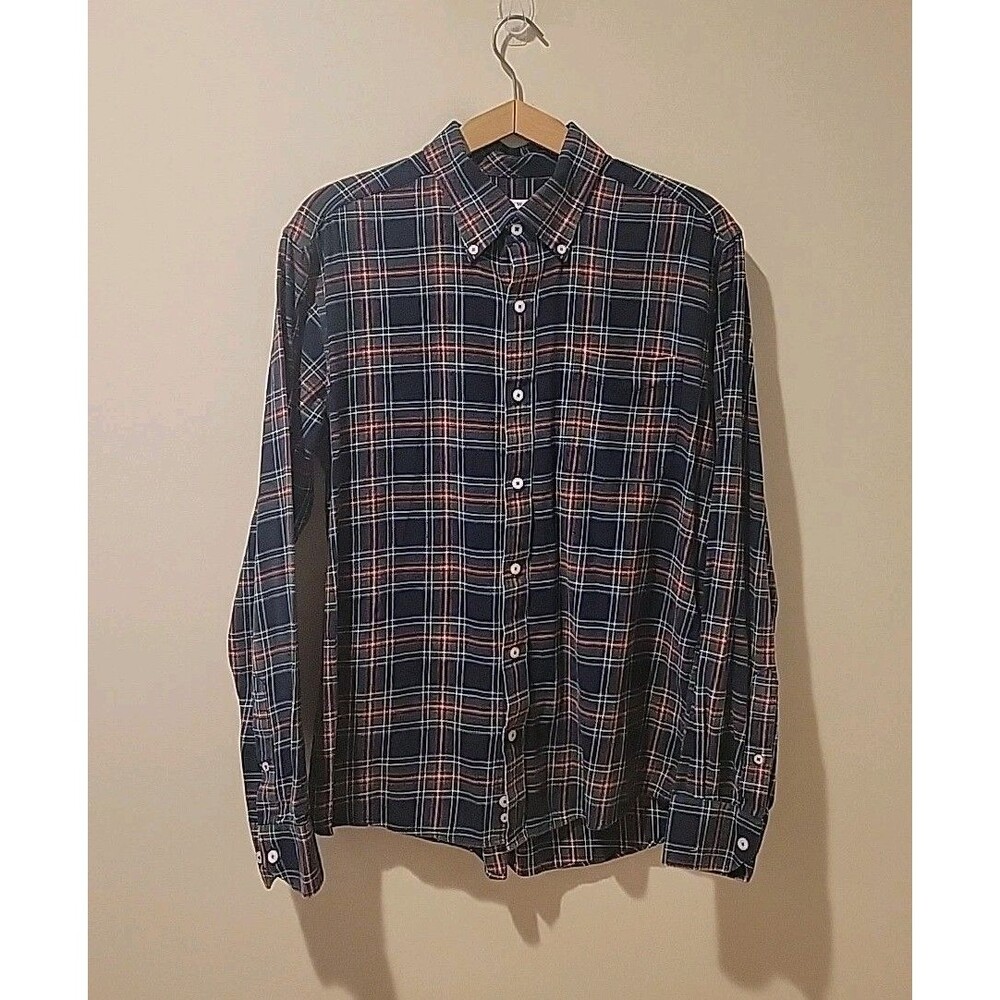 Onward Reserve Shirt Mens L Flannel Lightweight Slim Fit Cotton Tartan Plaid